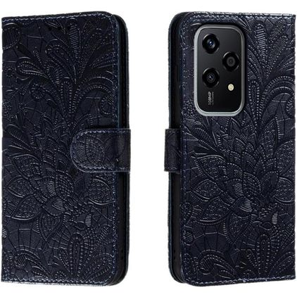 Mobigear Flowers HONOR 200 Lite Hülle Klapphülle Geldbörse - Dunkelblau