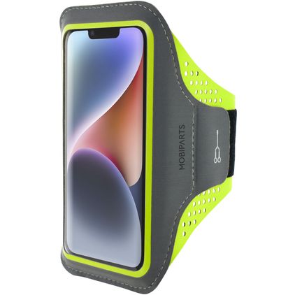 Mobiparts Comfort Fit Handyhalterung Joggen iPhone 14 Sporthülle Neopren Sportarmband - Neon Green