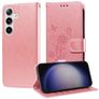 Mobigear Flowers Samsung Galaxy S25 Plus Hülle Klapphülle Geldbörse - Roségold