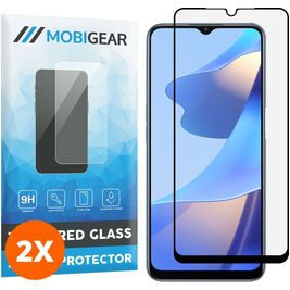 Mobigear Premium OPPO A16s Panzerglas Gehärtetes Glas Displayschutz - Hüllenfreundlich - Schwarz (2er Pack)