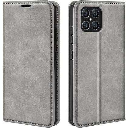 Mobigear Retro Slim HONOR X8 Hülle Klapphülle Geldbörse - Grau