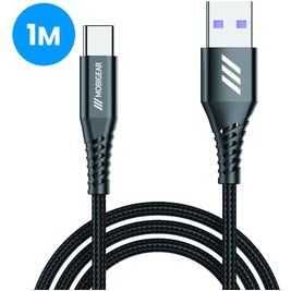 Mobigear Nylon USB-A auf USB-C Kabel 1 Meter - Schwarz