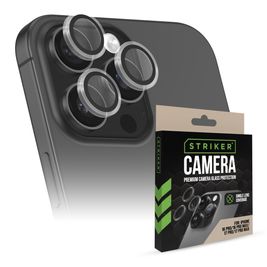 Striker Single Lens iPhone 16 Pro Panzerglas Gehärtetes Glas Kameralinsen Schutz - Hüllenfreundlich - Schwarz