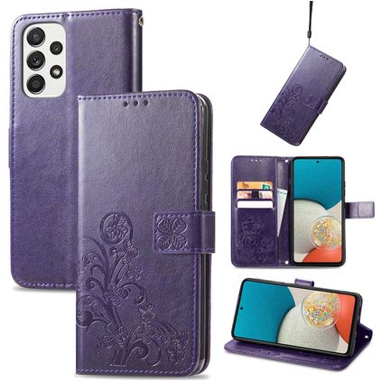 Mobigear Clover Samsung Galaxy A73 Hülle Klapphülle Geldbörse - Lila