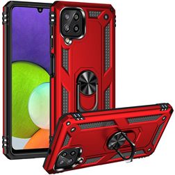 Mobigear Armor Ring Samsung Galaxy A22 4G Hülle Hardcase Backcover Stoßfest mit Ringhalter - Rot