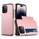Mobigear Card iPhone 15 Pro Hülle Hardcase Backcover Stoßfest mit Kartenhalter - Roségold