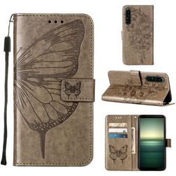 Mobigear Butterfly Sony Xperia 1 IV Hülle Klapphülle Geldbörse - Grau