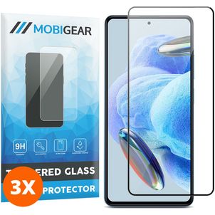 Mobigear Premium Xiaomi Redmi Note 12 Pro Panzerglas Gehärtetes Glas Displayschutz - Hüllenfreundlich - Schwarz (3er Pack)