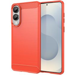Mobigear Brushed Slim Samsung Galaxy S25 Edge Hülle Flexibles TPU Backcover - Rot