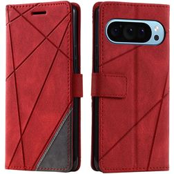 Mobigear Rhombus Google Pixel 9 Pro Hülle Klapphülle Geldbörse - Rot