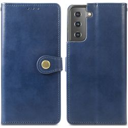 Mobigear Snap Button Samsung Galaxy S21 Plus Hülle Klapphülle Geldbörse - Blau