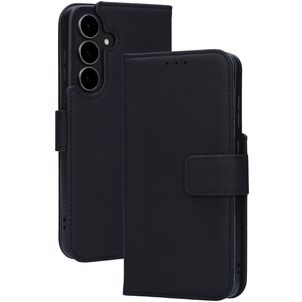 Mobiparts Wallet Samsung Galaxy S25 FE Hülle Echtes Leder Klapphülle Geldbörse - Schwarz