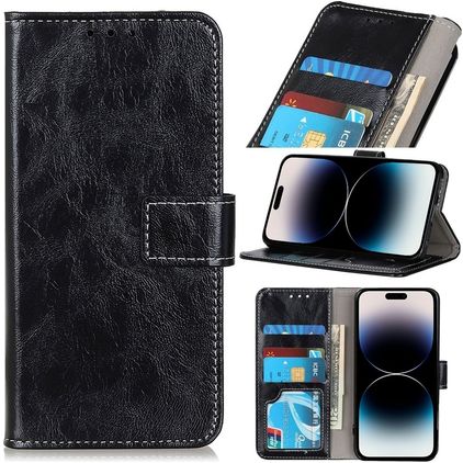 Mobigear Basic iPhone 14 Pro Max Hülle Klapphülle Geldbörse - Schwarz