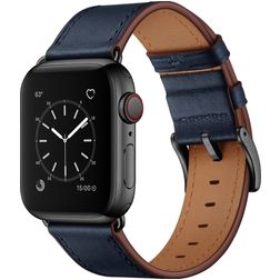 Mobigear Firenze Leder Apple Watch Armband Dornschließe - 49/46/45/44 mm - Dunkelblau