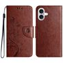 Mobigear Flowers iPhone 16 Plus Hülle Klapphülle Geldbörse - Braun