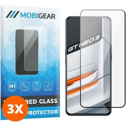 Mobigear Premium Realme GT Neo 3 Panzerglas Gehärtetes Glas Displayschutz - Hüllenfreundlich - Schwarz (3er Pack)