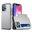 Mobigear Card iPhone 13 Hülle Hardcase Backcover Stoßfest mit Kartenhalter - Silber