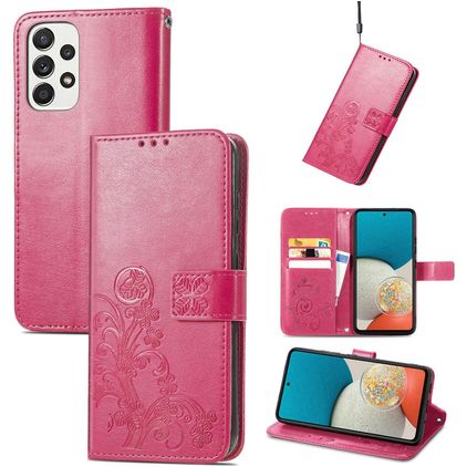 Mobigear Clover Samsung Galaxy A73 Hülle Klapphülle Geldbörse - Magenta