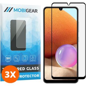 Mobigear Premium Samsung Galaxy A32 4G Panzerglas Gehärtetes Glas Displayschutz - Hüllenfreundlich - Schwarz (3er Pack)