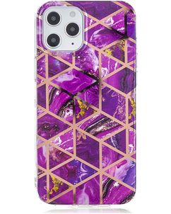 Mobigear Marble iPhone 12 Pro Hülle Flexibles TPU Backcover - Lila