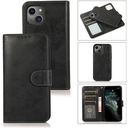 Mobigear Wallet iPhone 13 Hülle Abnehmbare 2in1 Klapphülle Geldbörse - Schwarz