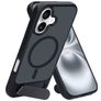 Mobiparts Hardcover iPhone 16 MagSafe Hülle Hardcase Backcover mit Ständer - Satin Black
