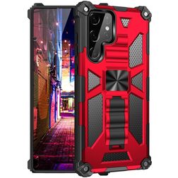 Mobigear Armor Stand Samsung Galaxy S22 Ultra Hülle Hardcase Backcover Stoßfest mit Ständer - Rot