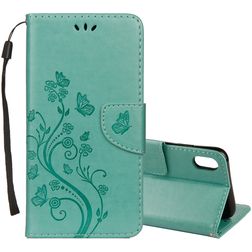 Mobigear Flowers iPhone XR Hülle Klapphülle Geldbörse - Türkis