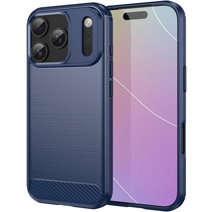 Mobigear Brushed Slim iPhone 18 Pro Hülle Flexibles TPU Backcover - Blau