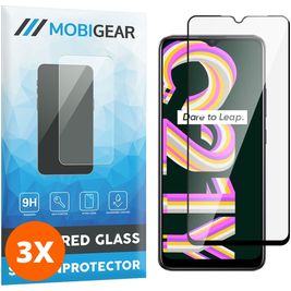 Mobigear Premium Realme C21Y Panzerglas Gehärtetes Glas Displayschutz - Hüllenfreundlich - Schwarz (3er Pack)