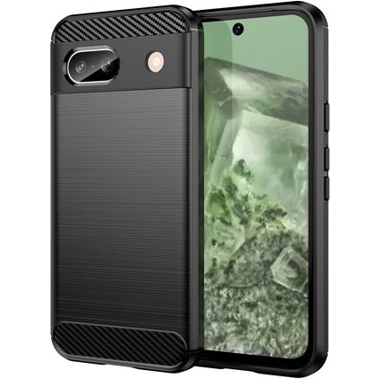 Mobigear Brushed Slim Google Pixel 8a Hülle Flexibles TPU Backcover - Schwarz