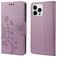 Mobigear Flowers iPhone 14 Pro Hülle Klapphülle Geldbörse - Lila