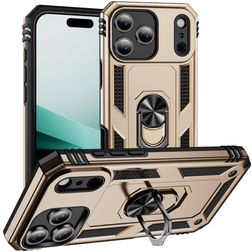 Mobigear Armor Ring iPhone 18 Pro Hülle Hardcase Backcover Stoßfest mit Ringhalter - Gold