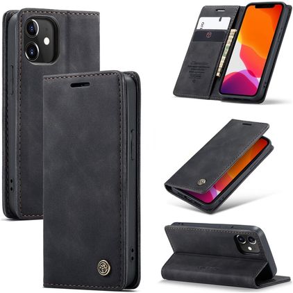 Caseme 013 iPhone 12 Mini Hülle Klapphülle Geldbörse - Schwarz