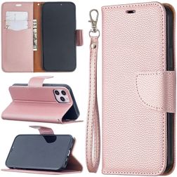 Mobigear Litchi Wallet Book Case Rose Gold Apple iPhone 12/12 Pro