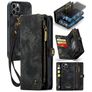 Caseme 008 iPhone 12 Pro Max Hülle Abnehmbare 2in1 Klapphülle Geldbörse - Schwarz