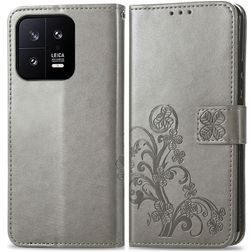 Mobigear Clover Xiaomi 13 Klapphülle Portemonnaie - Grau