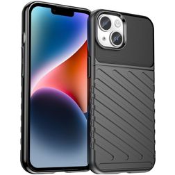 Mobigear Groove iPhone 15 Plus Hülle Flexibles TPU Backcover - Schwarz