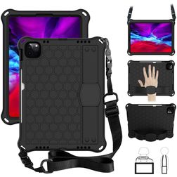 Mobigear HexStrap iPad Pro 11 Zoll (2024) Hülle EVA Schaum Backcover + Schulterträger - Schwarz