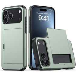 Mobigear Card iPhone 18 Pro Max Hülle Hardcase Backcover Stoßfest mit Kartenhalter - Dark Green