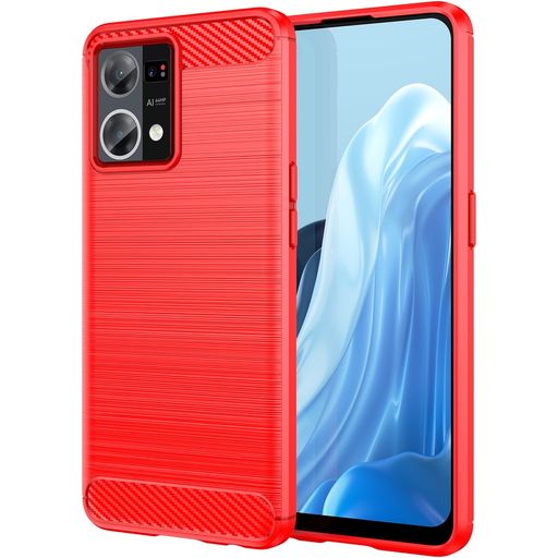 Mobigear Brushed Slim OPPO Reno 7 4G Hülle Flexibles TPU Backcover - Rot