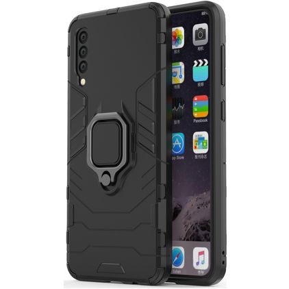 Mobigear Armor Ring Samsung Galaxy A50 Hülle Hardcase Backcover Stoßfest mit Ringhalter - Schwarz