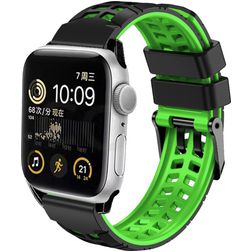 Mobigear Aero Armor Silikon Apple Watch Armband Dornschließe - 42/41/40/38 mm - Schwarz / Grün