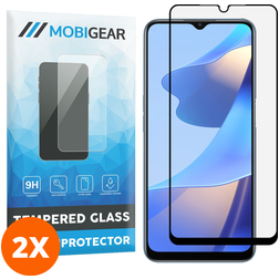 Mobigear Premium OPPO A16 Panzerglas Gehärtetes Glas Displayschutz - Hüllenfreundlich - Schwarz (2er Pack)