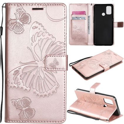 Mobigear Butterfly OPPO A53s Klapphülle Portemonnaie - Roségold