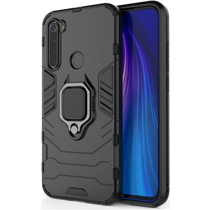 Mobigear Armor Ring Xiaomi Redmi Note 8 Hardcase Backcover Shockproof mit Ringhalter - Schwarz