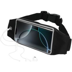 Mobiparts Comfort Fit Handyhalterung Joggen iPhone 16 Pro Sporthülle Neopren Sportarmband - Schwarz