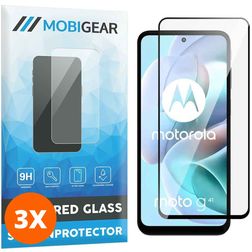 Mobigear Premium Motorola Moto G41 Panzerglas Displayschutz - Hüllenfreundlich - Schwarz (3er Pack)