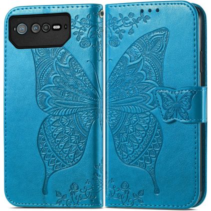 Mobigear Butterfly ASUS ROG Phone 6 Pro Hülle Klapphülle Geldbörse - Blau