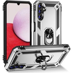 Mobigear Armor Ring Samsung Galaxy A14 Hülle Hardcase Backcover Stoßfest mit Ringhalter - Silber